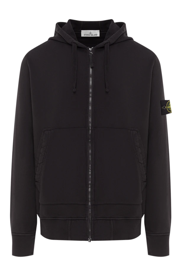 Stone Island black organic cotton fleece zip-up hoodie 192884 - photo 1