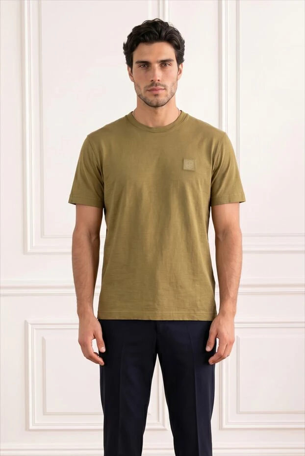 Stone Island men's mustard-colored cotton t-shirt 192890 - photo 3