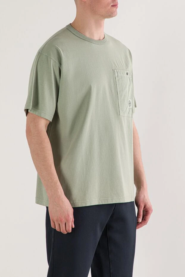 Stone Island зелена футболка стандартного крою з нагрудною кишенею 192942 - фото 3