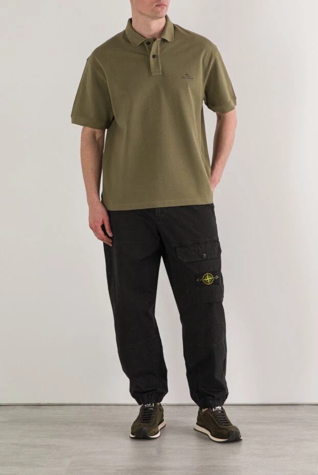 Stone Island green polo shirt with short sleeves and embroidered logo, regular fit 192944 - photo 2