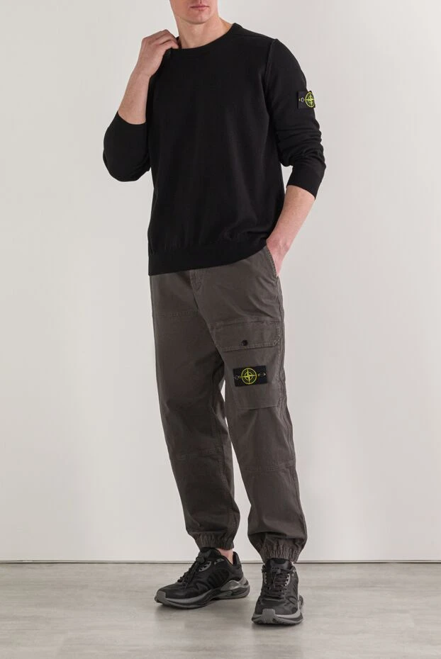 Stone Island knitted black crew neck sweater in soft organic cotton 192948 - photo 2