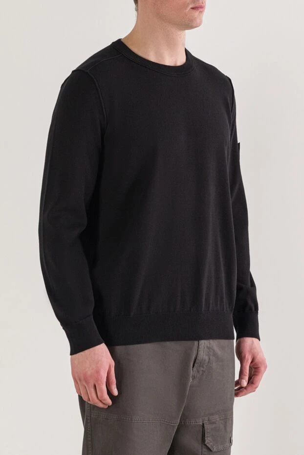 Stone Island knitted black crew neck sweater in soft organic cotton 192948 - photo 3