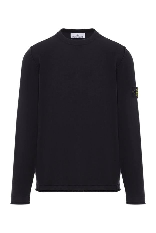 В'язаний чорний светр з круглим вирізом з органічної бавовни та нейлону - фото 1