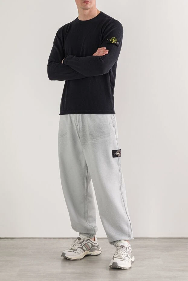 Stone Island в'язаний чорний светр з круглим вирізом з органічної бавовни та нейлону 192950 - фото 2