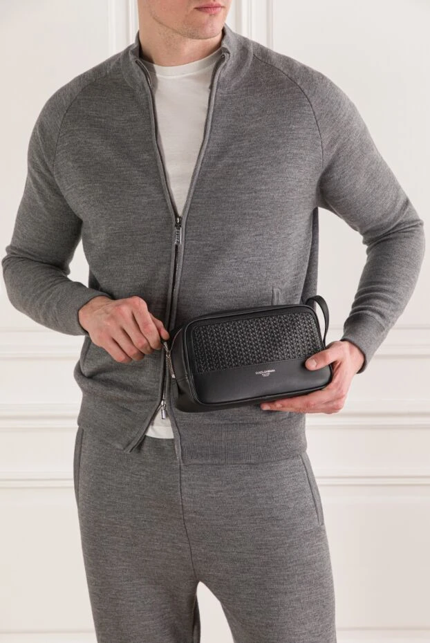 Dolce & Gabbana men's black woven calfskin organizer bag 192962 - photo 2