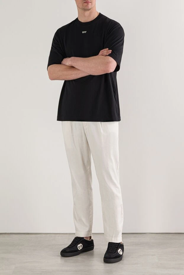 Jacob Cohen бежевые мужские брюки с эластичным поясом и кулиской 193015 - фото 2