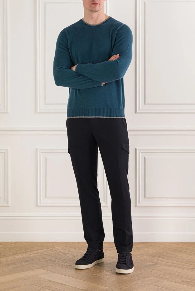 Svevo джемпер зеленого кольору з кашеміру з контрастним оздобленням 193060 - фото 2