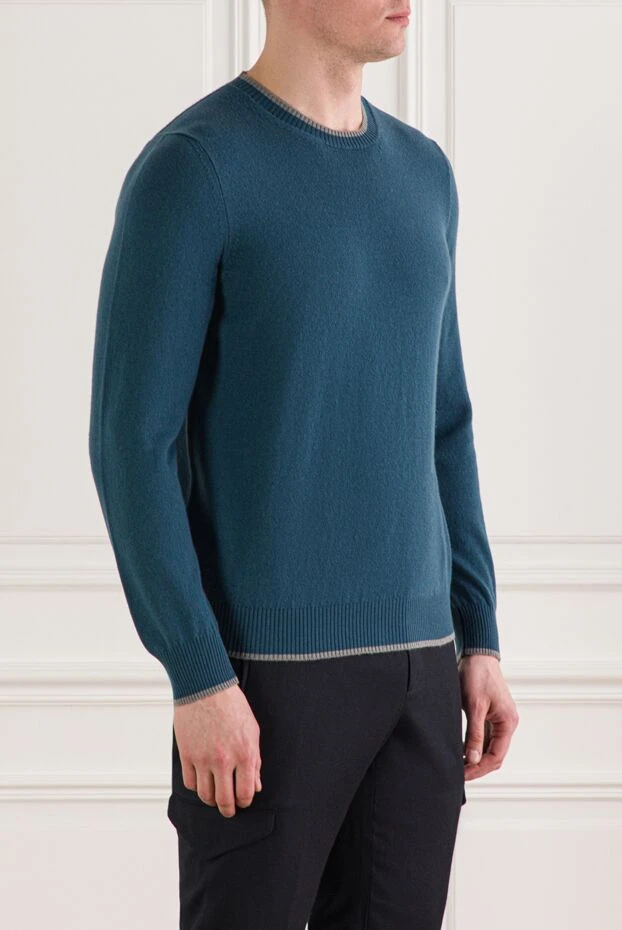 Svevo джемпер зеленого кольору з кашеміру з контрастним оздобленням 193060 - фото 3