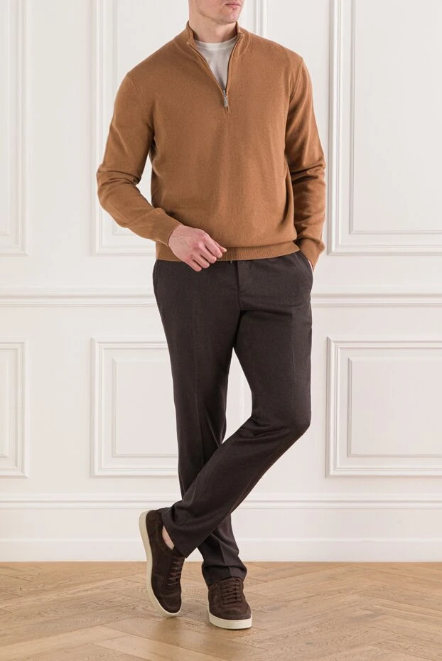 Gran Sasso men's zip-up collar trouser in hazelnut 193078 - photo 2