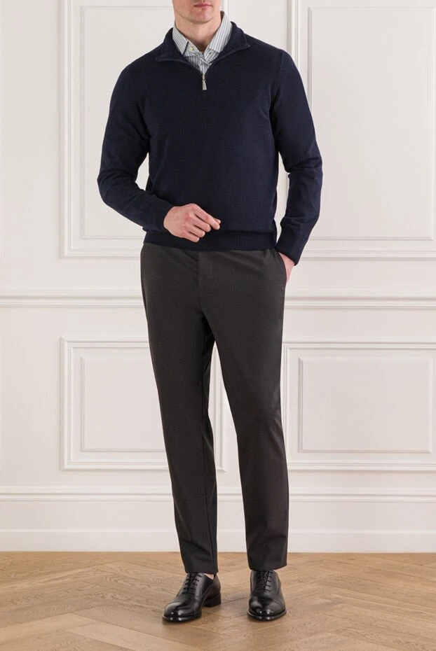 Gran Sasso men's blue trouser with a zip-up collar 193082 - photo 2