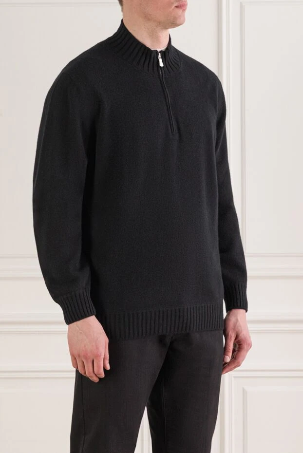 Gran Sasso чоловічий чорний кашеміровий троєр на блискавці 193087 - фото 3