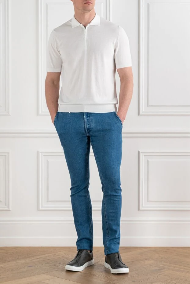Stefano Ricci класичні джинси slim fit із еластичним поясом синього кольору. 193121 - фото 2