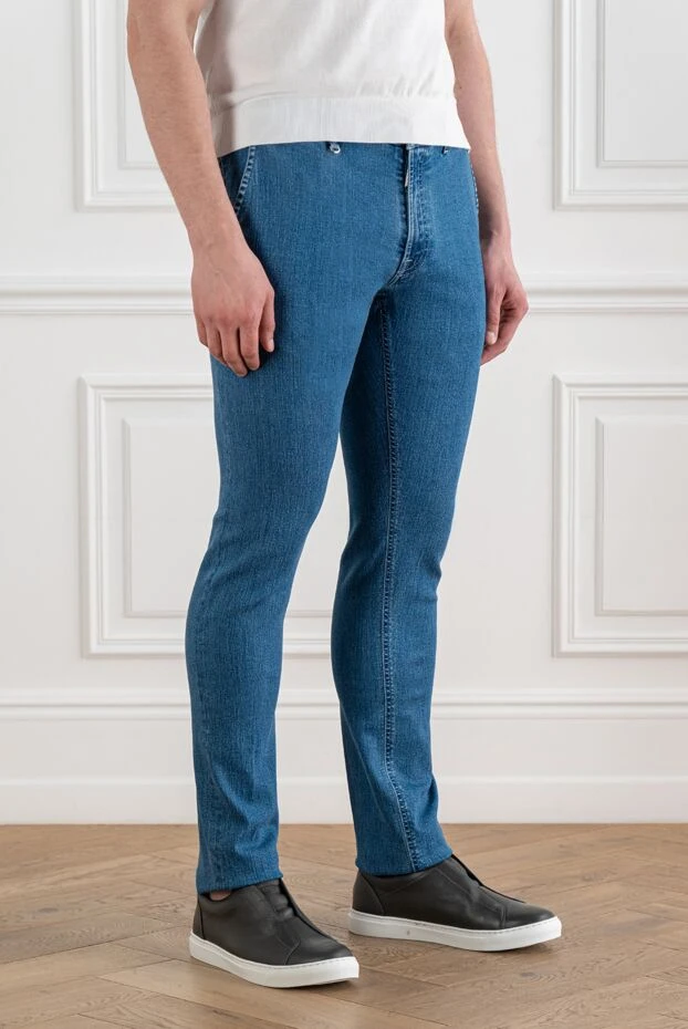 Stefano Ricci класичні джинси slim fit із еластичним поясом синього кольору. 193121 - фото 3