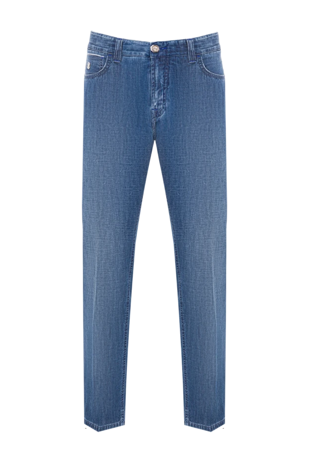 Light blue cotton jeans with slight abrasions - photo 1