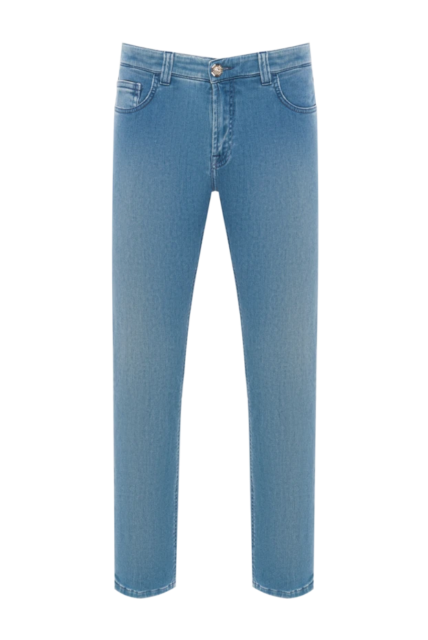 Stefano Ricci light blue cotton jeans with an accent leather patch 193133 - photo 1