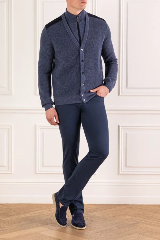 Stefano Ricci men's deep blue cotton jeans with contrasting pocket trim 193134 - photo 2