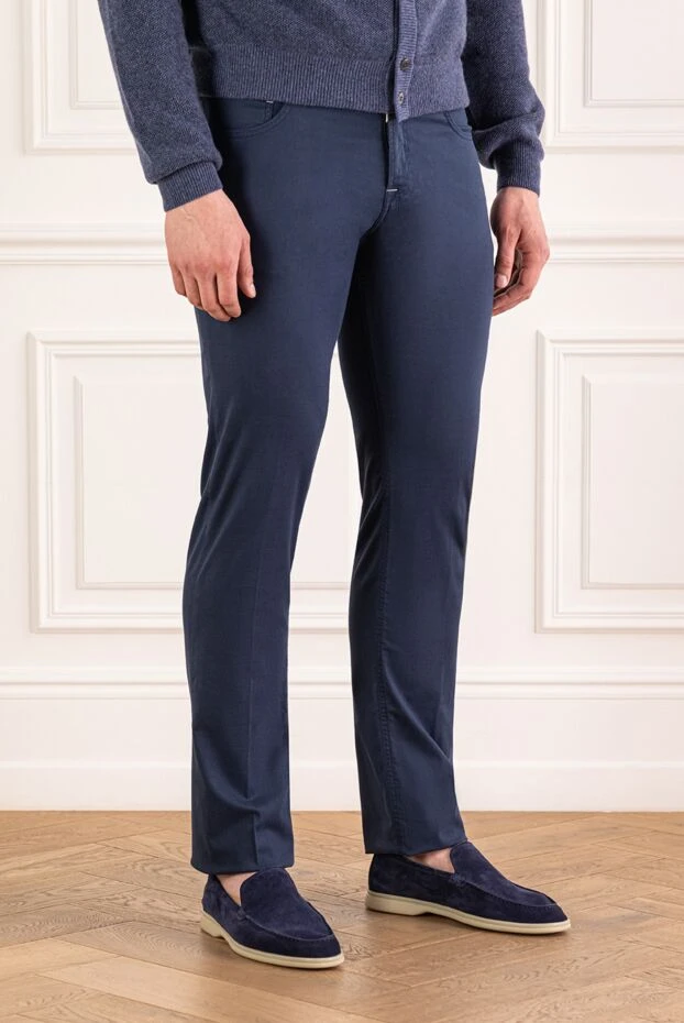 Stefano Ricci men's deep blue cotton jeans with contrasting pocket trim 193134 - photo 3