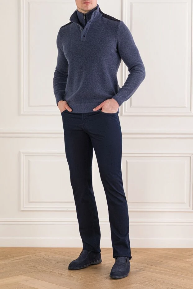Stefano Ricci men's dark blue stretch cotton denim jeans 193142 - photo 2