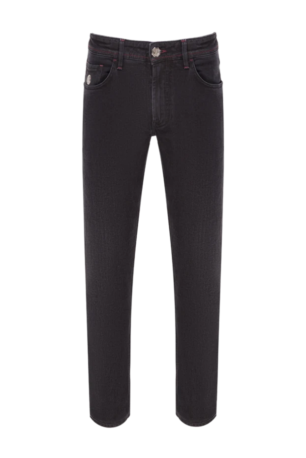 Stefano Ricci black cotton jeans with contrasting burgundy stitching 193144 - photo 1