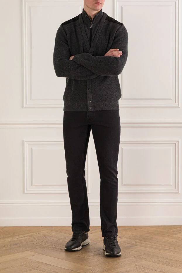 Stefano Ricci black cotton jeans with contrasting burgundy stitching 193144 - photo 2