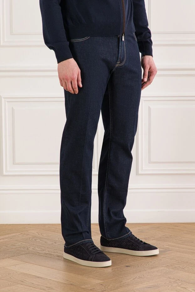 Stefano Ricci dark blue cotton jeans with contrast stitching 193145 - photo 3