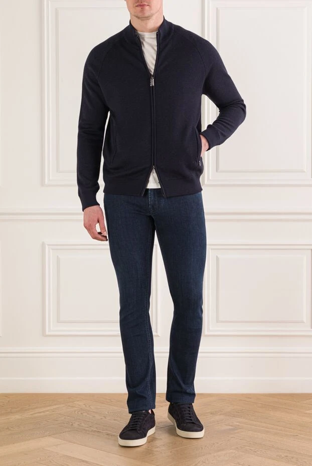 Stefano Ricci classic men's jeans with a five-pocket fit in dark blue 193152 - photo 2
