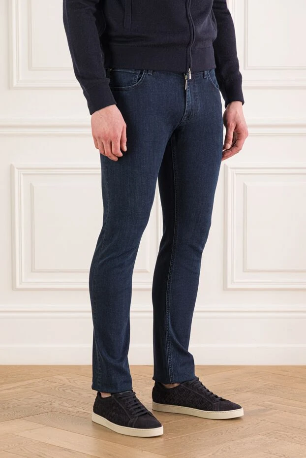 Stefano Ricci classic men's jeans with a five-pocket fit in dark blue 193152 - photo 3