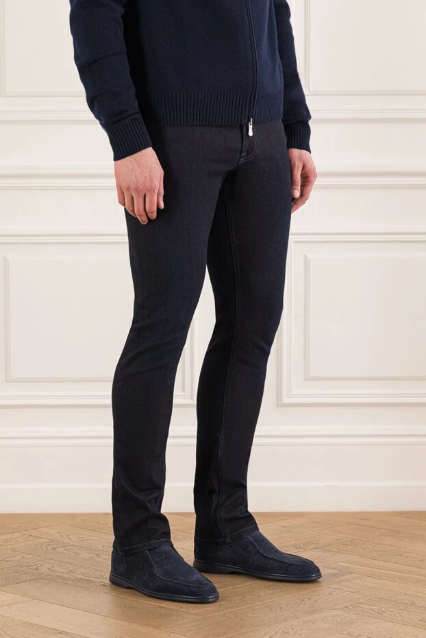 Stefano Ricci dark blue men's straight-leg five-pocket jeans 193153 - photo 3