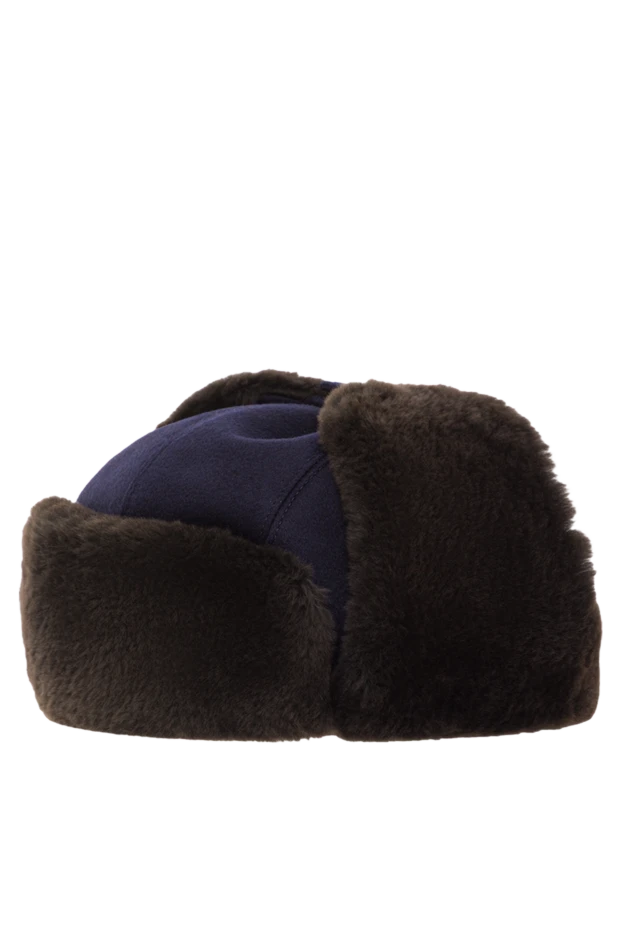 Enrico Mandelli navy blue cashmere ushanka hat with fur trim 193158 - photo 3