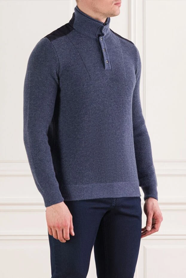 Zilli мужской синий тройер с воротником-стойкой на пуговицах 193212 - фото 3