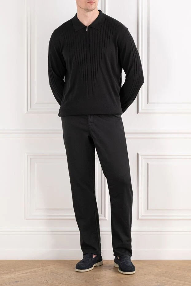Zilli men's long sleeve polo shirt black 193218 - photo 2