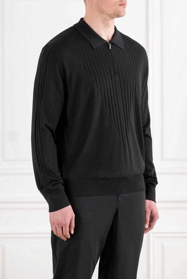 Zilli men's long sleeve polo shirt black 193218 - photo 3