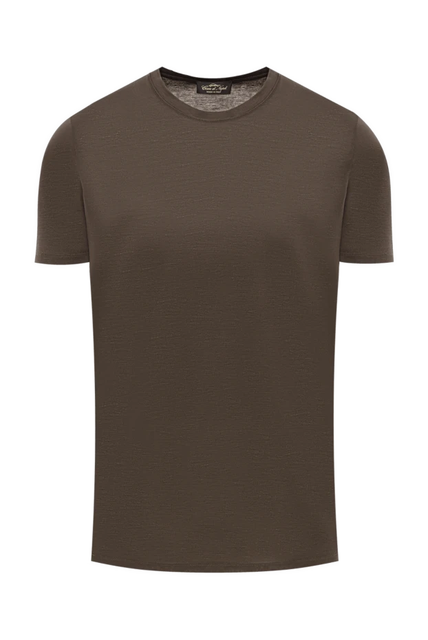 Cesare di Napoli plain men's t-shirt in dark brown, straight cut 193272 - photo 1