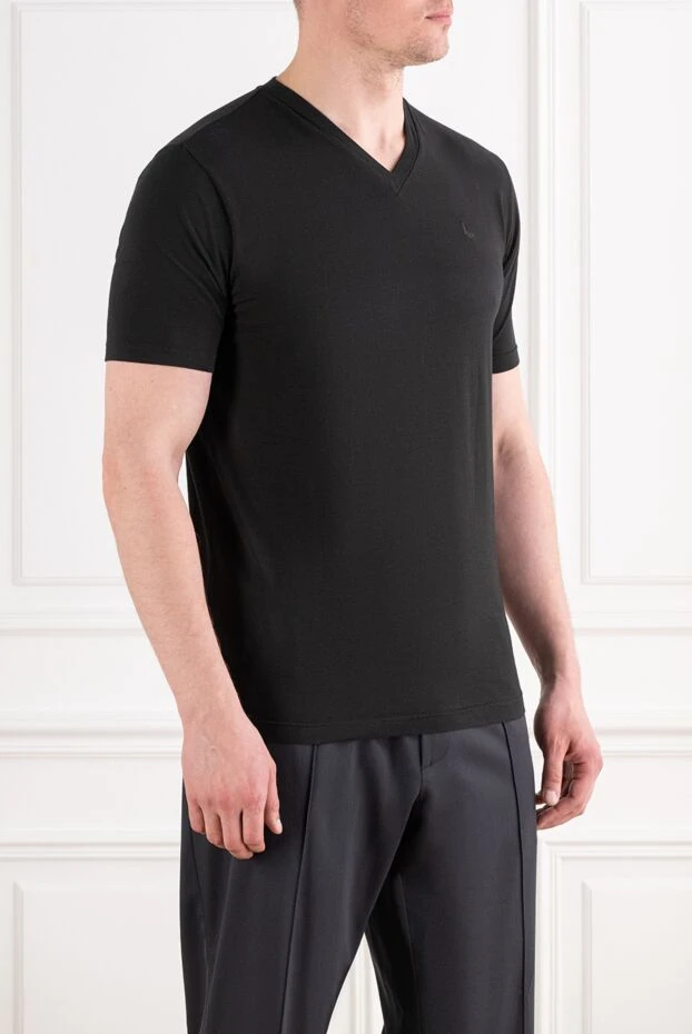 Gran Sasso men's black knitted v-neck t-shirt 193279 - photo 2