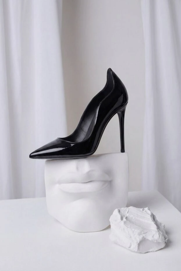 Туфлі-човники на підборах Ivy з чорної лакованої шкіри - фото 2