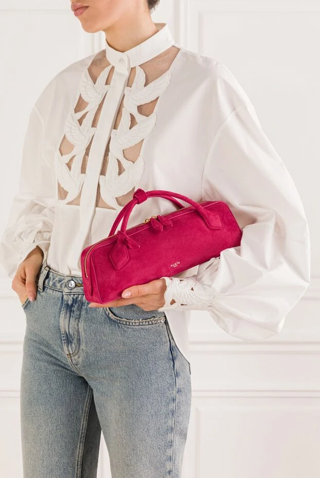 Alaia le teckel burgundy suede clutch 193300 - photo 3