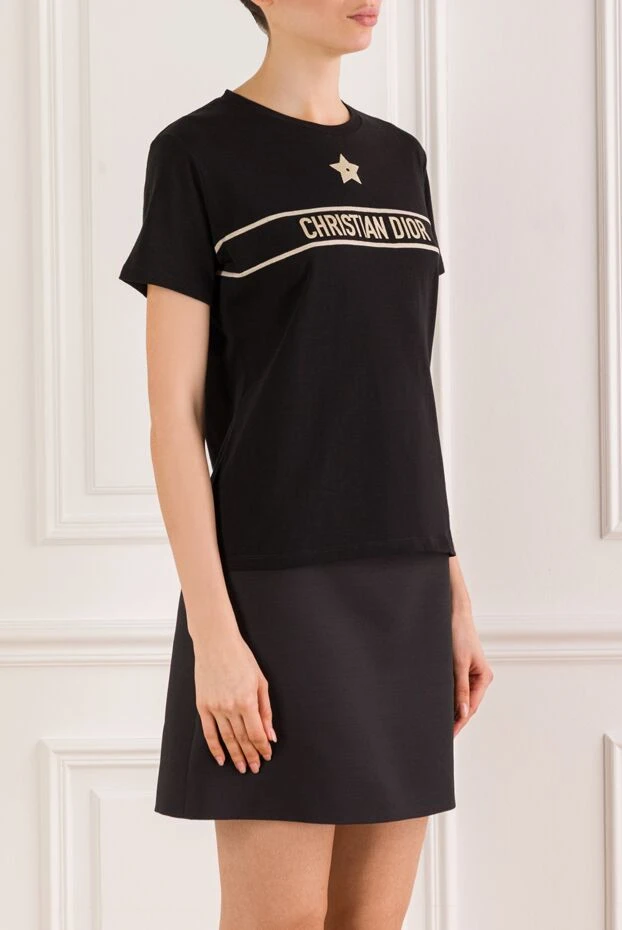 Dior футболка embroidered t-shirt із чорного бавовняного джерсі з вишитою зіркою 193305 - фото 3