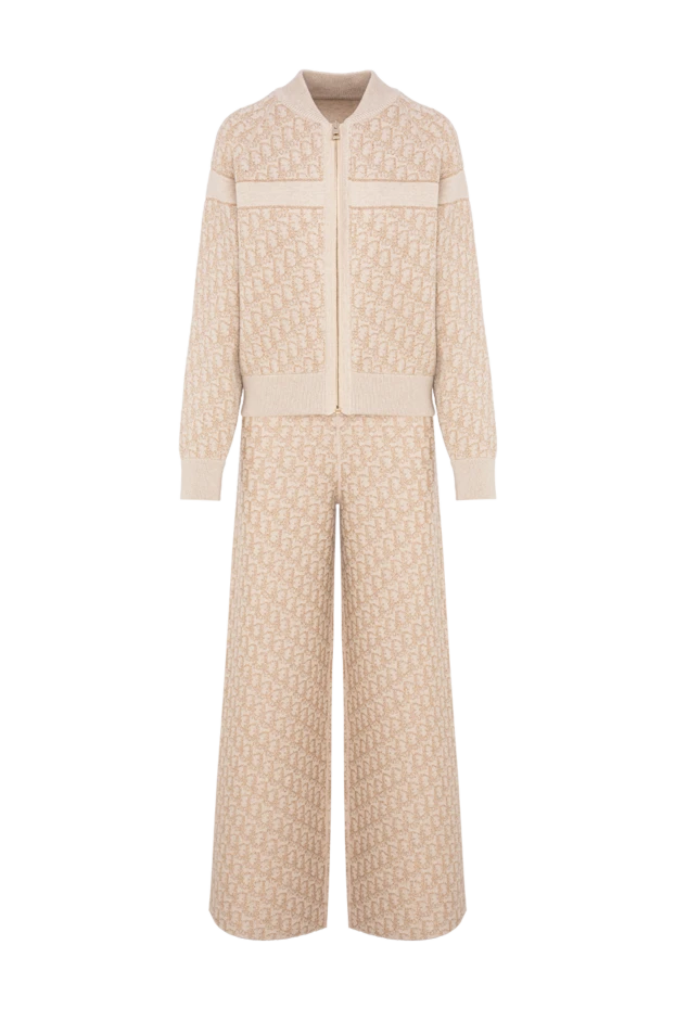 Dior women's beige knitted suit with trousers and a signature pattern 193308 - photo 1