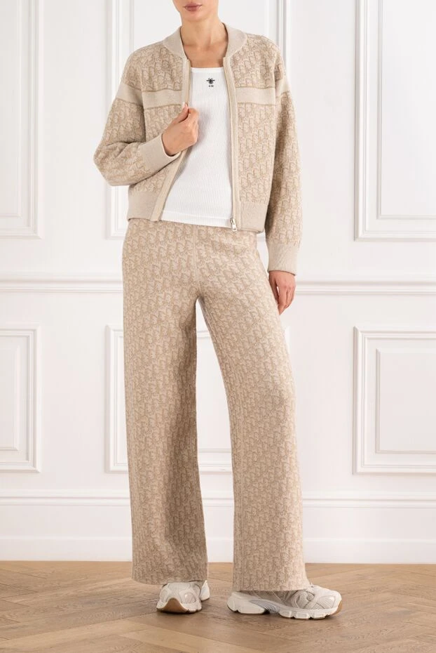 Dior women's beige knitted suit with trousers and a signature pattern 193308 - photo 2