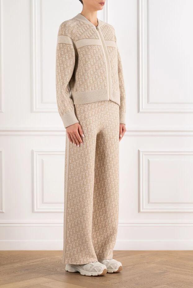 Dior women's beige knitted suit with trousers and a signature pattern 193308 - photo 3