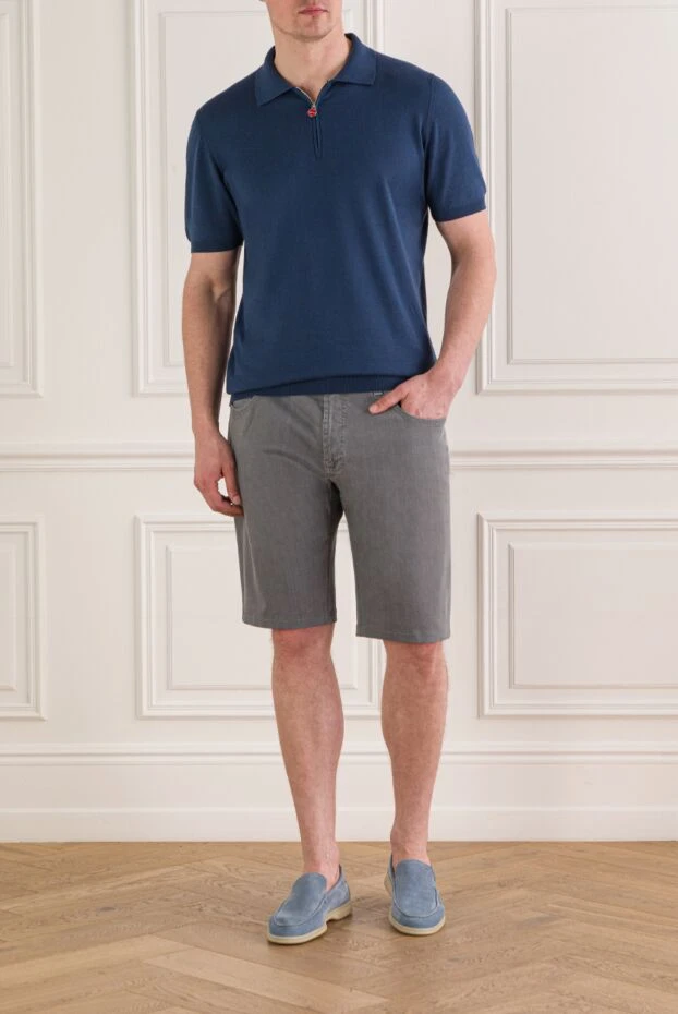 Stefano Ricci men's light gray denim shorts with monogram embroidery 193311 - photo 2