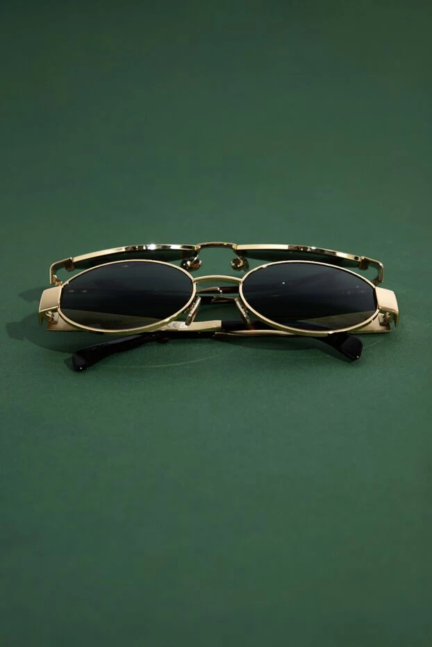 Celine женские солнцезащитные очки в золотистой металлической оправе с овальными линзами 193320 - фото 2