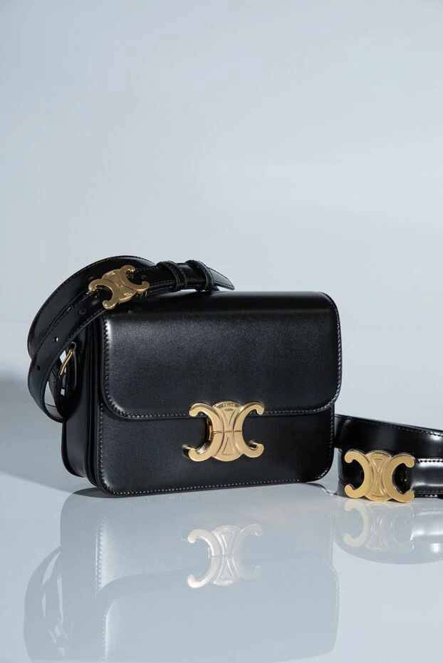 Celine teen triomphe black shiny calfskin bag 193323 - photo 2