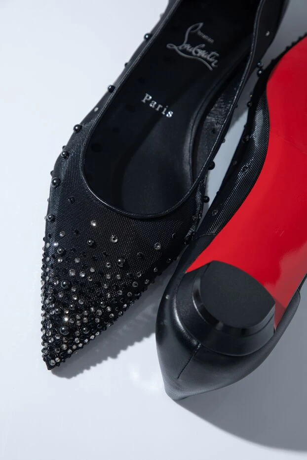 Christian Louboutin z degrastrassina perla black mesh ballet flats embellished with rhinestones and pearls 193329 - photo 3