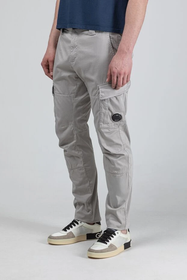 C.P.Company men's gray stretch cotton sateen cargo pants 193350 - photo 3
