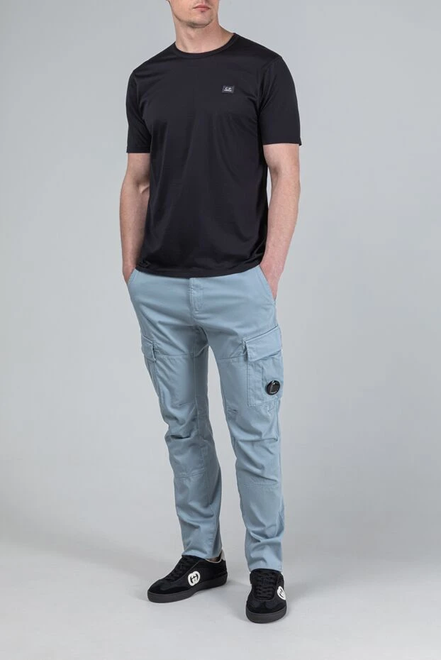 Блакитні чоловічі штани-карго з еластичного бавовняного сатину - фото 2
