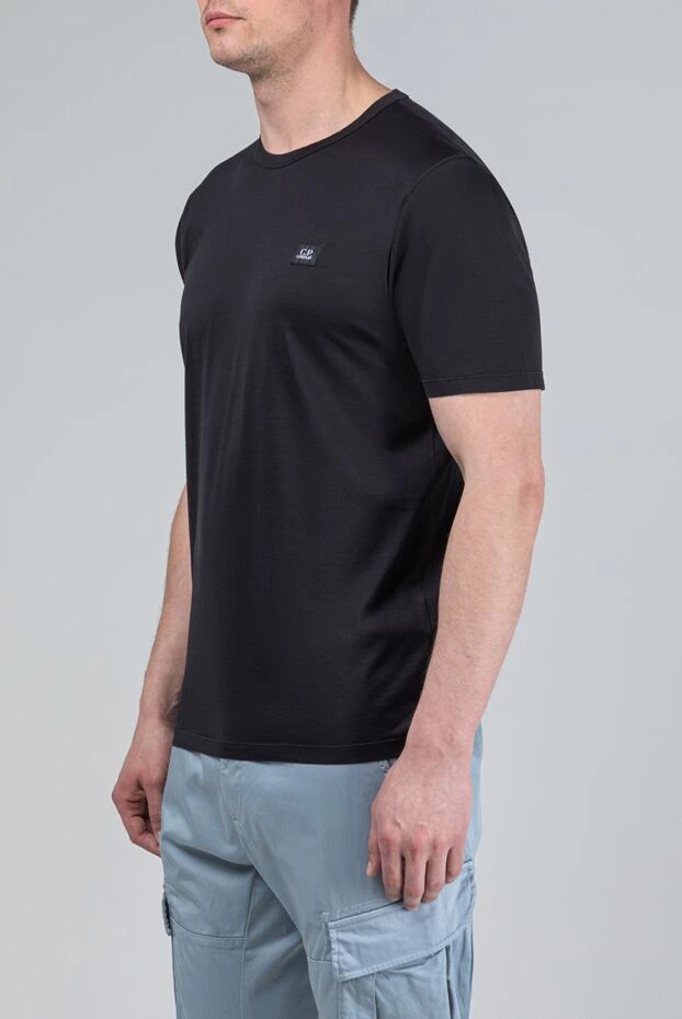 C.P.Company men's black 100% cotton t-shirt with a logo patch on the chest 193362 - photo 3