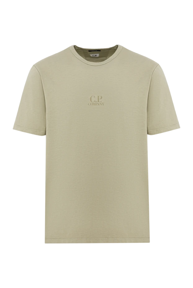 C.P.Company мужская светло-зеленая футболка с логотипом на груди из 100% хлопка 193364 - фото 1