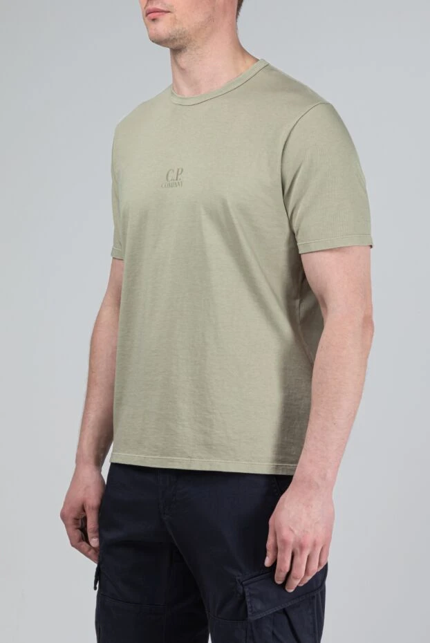 C.P.Company men's light green 100% cotton t-shirt with chest logo 193364 - photo 3