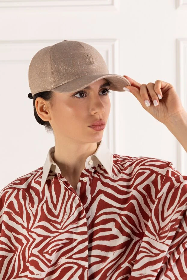 Brunello Cucinelli women's beige linen twill baseball cap 193369 - photo 2